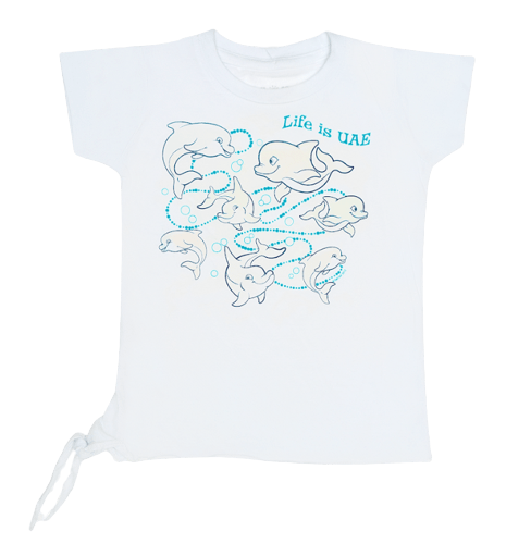 Del Sol Basamat Color Girl's T-shirts Sd tie Dancing Dolphin Tee white