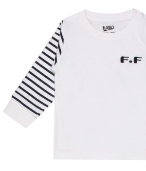 Luqu 2 Piece Infant Baby 100% Cotton Pyjama Set Sleepwear, Long Sleeve T-Shirt, White F.F