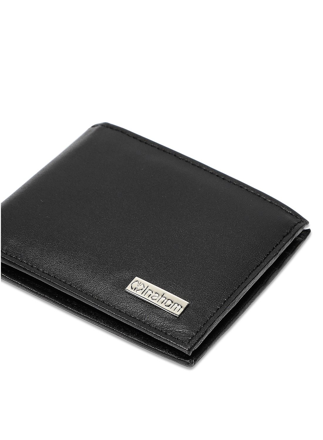 Inahom Bi-Fold Organised Wallet Flat Nappa Genuine and Smooth Leather Upper IM2021XDA0003-001-Black