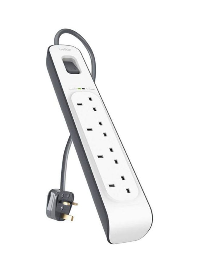 Surge Protection Strip 4 X 2.4Amp With Power Cord White 2meter