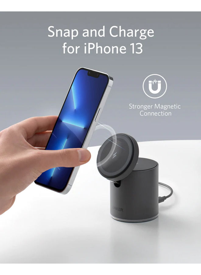 Magnetic Wireless Charger (MagGo), 2 In 1 Wireless Charging Station With 20W USB-C Charger, For iPhone 13/12 Series, AirPods Pro Interstellar Gray Black