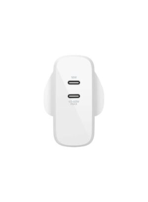 BoostCharge Dual USB-C PD GAN Wall Charger - 63W PD Dual Port White