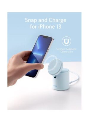 Magnetic Wireless Charger (MagGo), 2 In 1 Wireless Charging Station With 20W USB-C Charger, For iPhone 13/12 Series, AirPods Pro Interstellar Blue